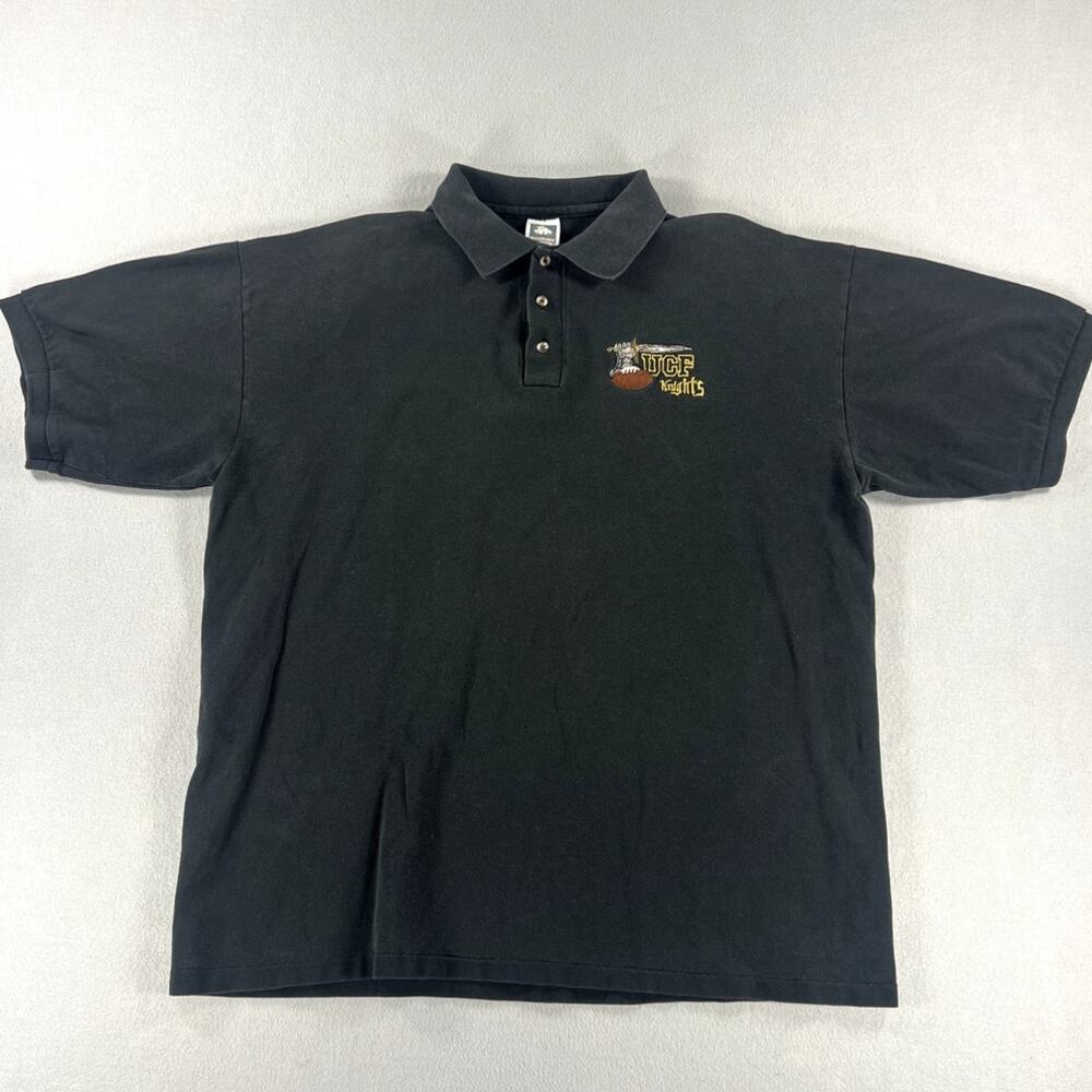 Vintage 90s Cotton Deluxe UCF Knights Football Black Polo Mens Size XL Orlando